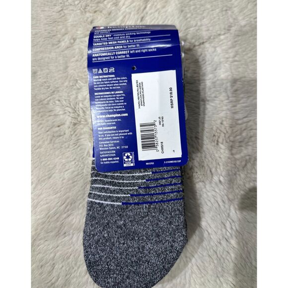 Champion Men’s 3 Pairs Thick Memory Cushion Double Dry Arch Support Crew Socks - Picture 3 of 4